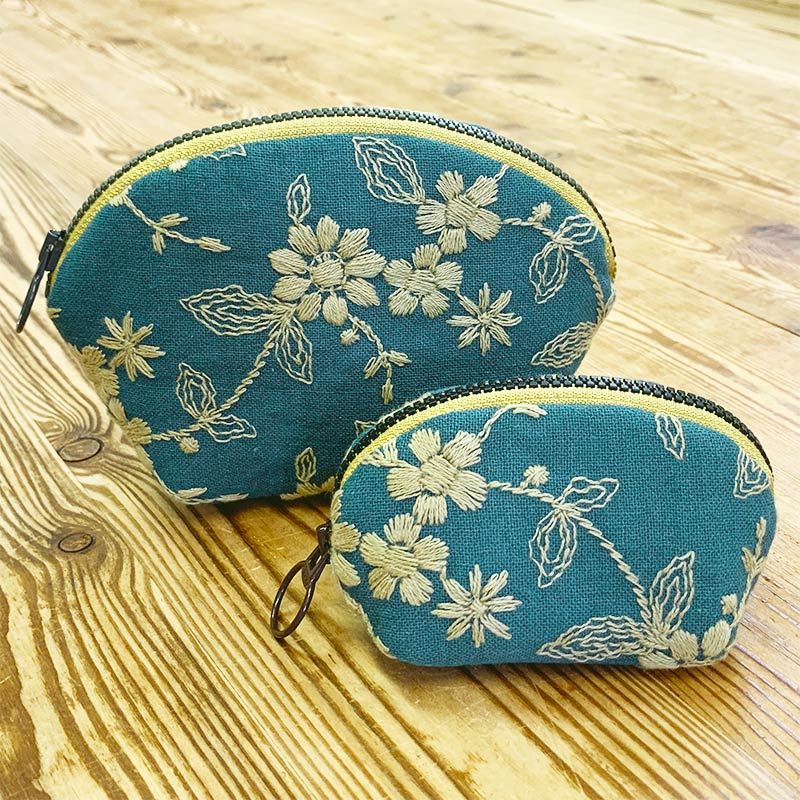 【20%OFF】刺しゅうのラウンドポーチ大・小セット
