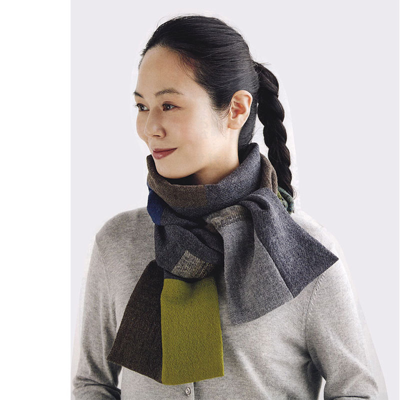 45R 4545祭　つぎはぎマフラー　ネイビー系　パッチワーク 45R 4545祭 つぎはぎマフラー ネイビー系 パッチワーク 45R 4545