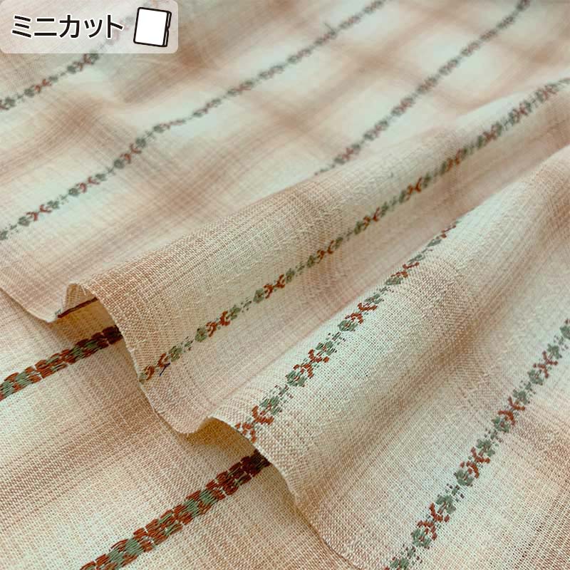 web20251127-01 先染めチェック布　ピンク　ミニカット