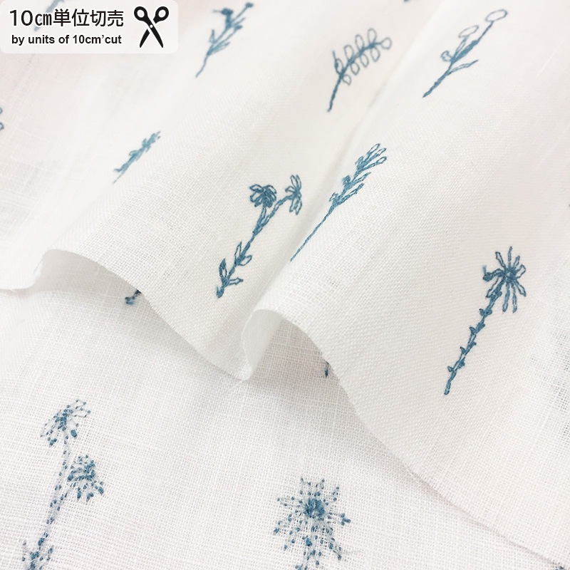 web20210414-02 夏マスクにもおすすめ草花刺しゅうのリネン布 10cm(プレゼント付き)