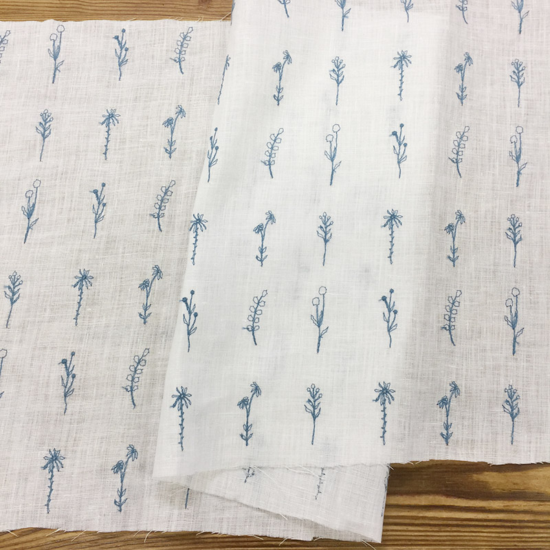 web20210414-02 夏マスクにもおすすめ草花刺しゅうのリネン布 10cm(プレゼント付き)