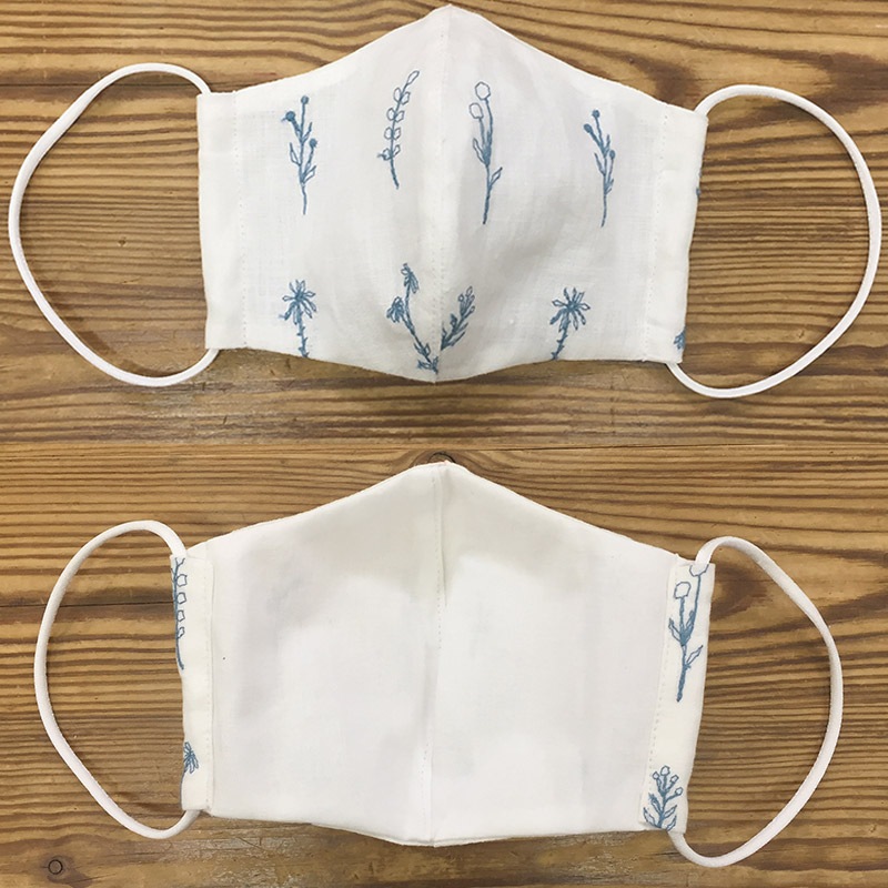 web20210414-02 夏マスクにもおすすめ草花刺しゅうのリネン布 10cm(プレゼント付き)