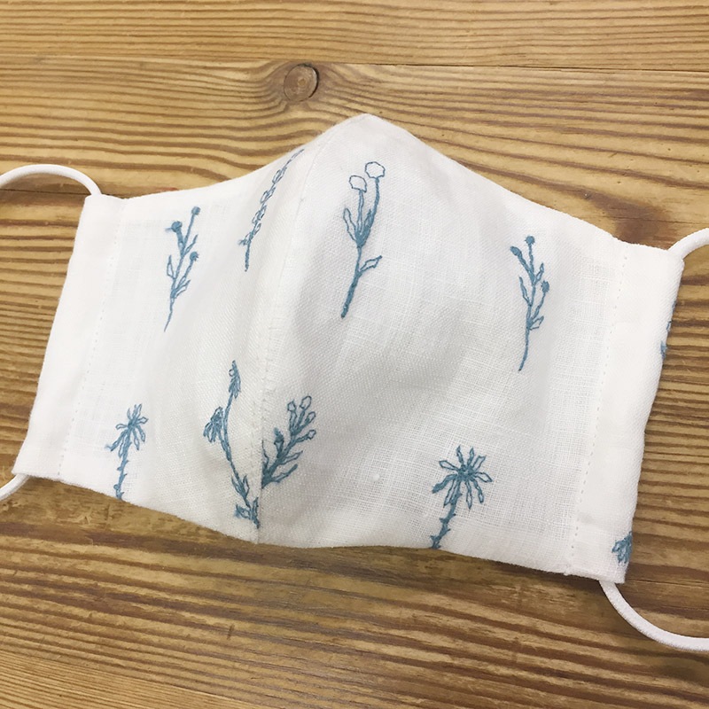 web20210414-02 夏マスクにもおすすめ草花刺しゅうのリネン布 10cm(プレゼント付き)
