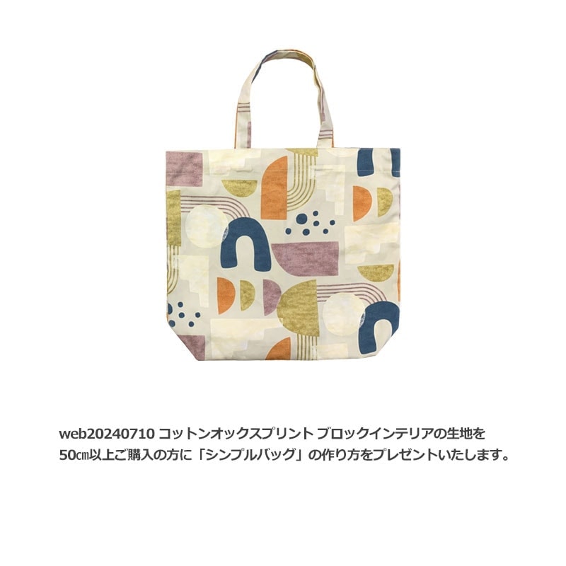 web20240710-01 コットンオックスプリント生地 ブロックインテリア 10cm（プレゼント付き）