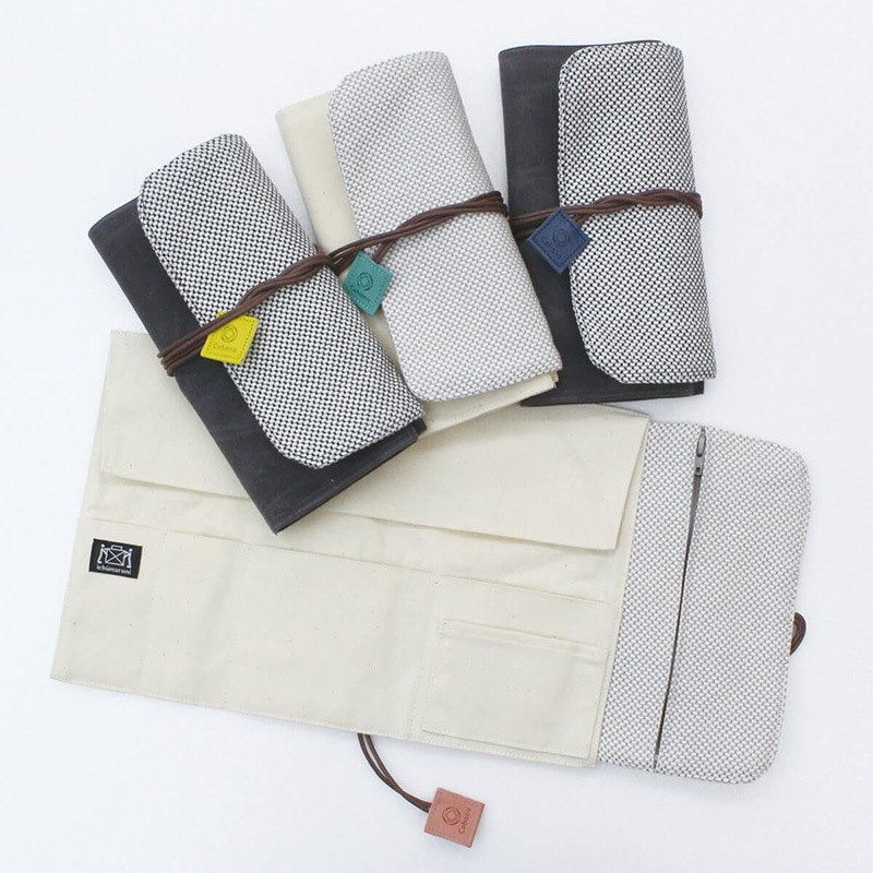 三河木綿の巻き道具入れ