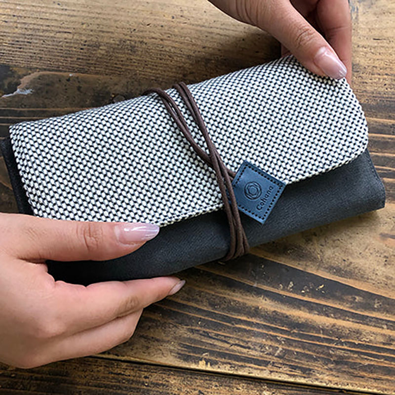 三河木綿の巻き道具入れ