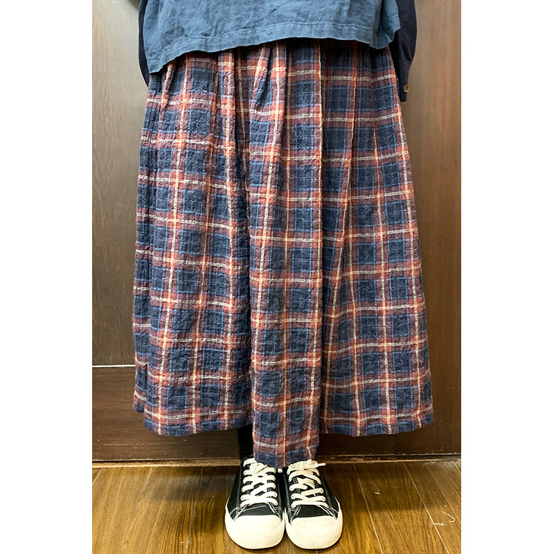 ヘリンボーンビエラチェックのギャザースカート