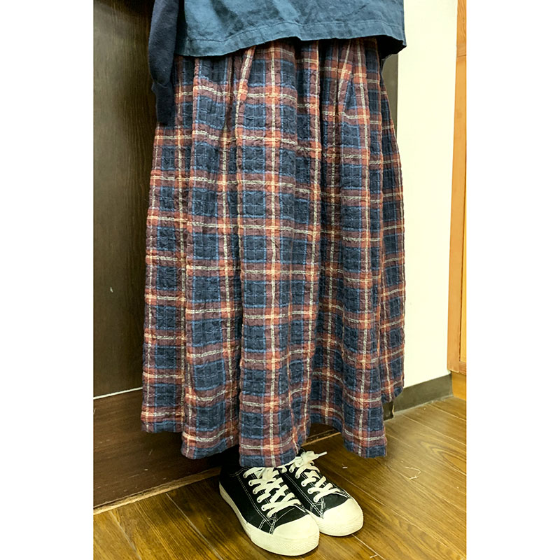 ヘリンボーンビエラチェックのギャザースカート