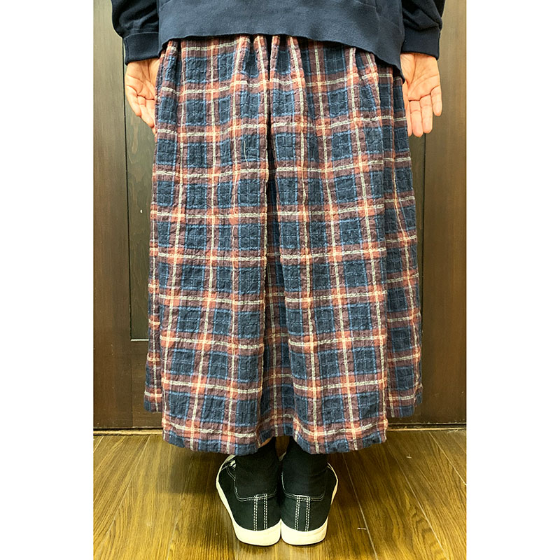 ヘリンボーンビエラチェックのギャザースカート