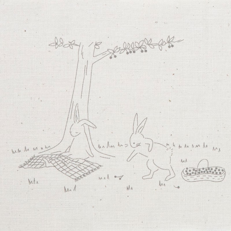 刺しゅうを楽しむプリントクロス 高橋亜紀 うさぎのピクニック