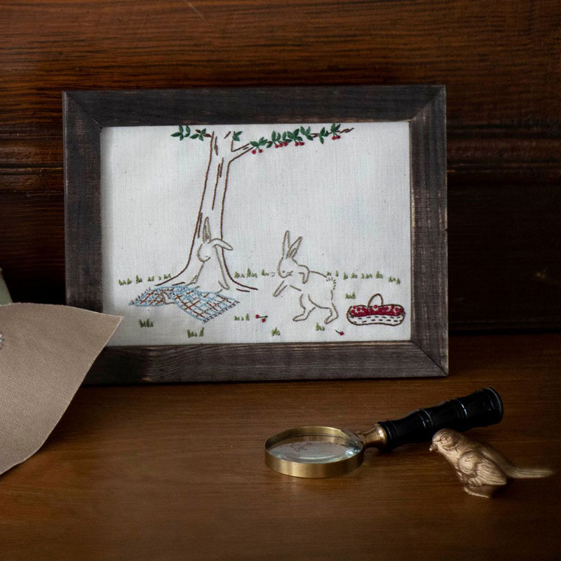 刺しゅうを楽しむプリントクロス 高橋亜紀 うさぎのピクニック