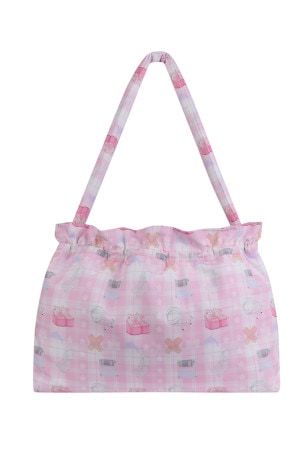 pink check illustration Padding bag