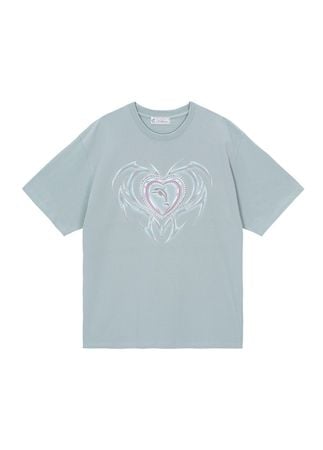 light gray heart dolphin twinkle T-shirt 