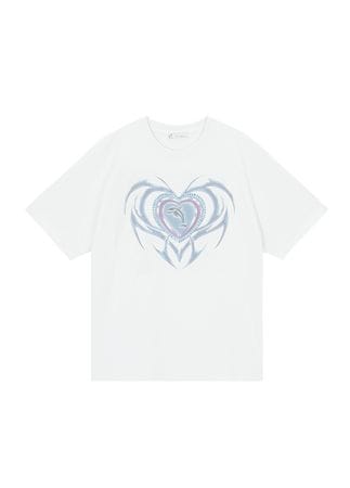 white heart dolphin twinkle T-shirt 