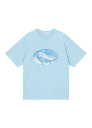 sky blue ellipse dolphin twinkle T-shirt 