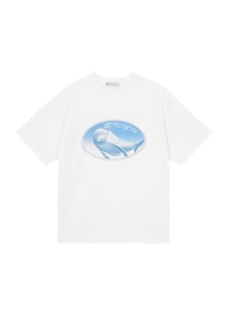 white ellipse dolphin twinkle T-shirt 