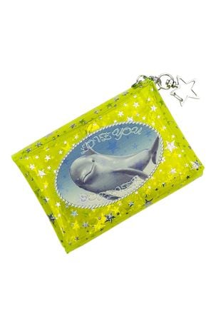 neon yellow green star dolphin pvc pouch