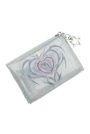 clear hologram heart dolphin pvc pouch
