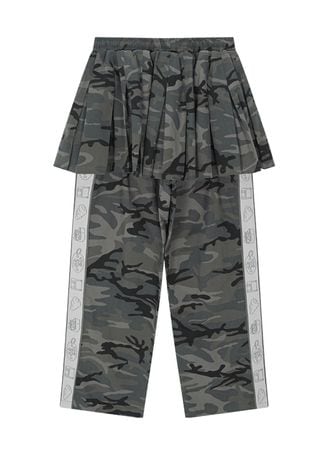 military jacquard band skirt pants