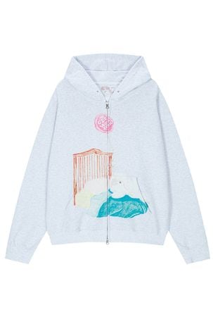 (white melange) motka ambu bed bunny hood zipup