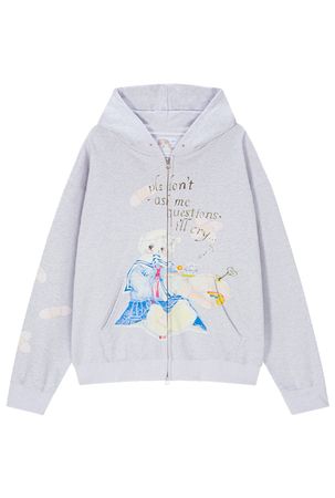 (pink melange) motka ambu band bunny hood zipup