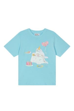 (sky blue) party cat twinkle t-shirt