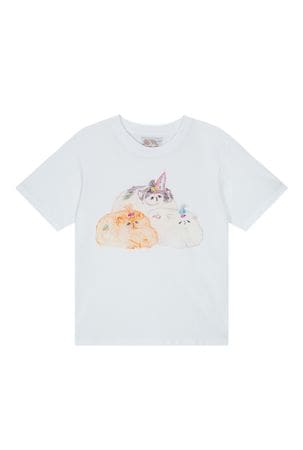 (white) eyepatch cat twinkle t-shirt