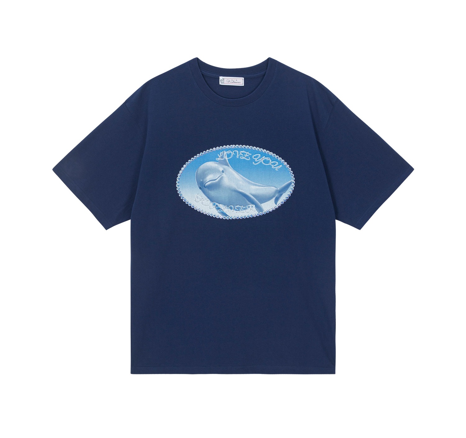 navy ellipse dolphin twinkle T-shirt 