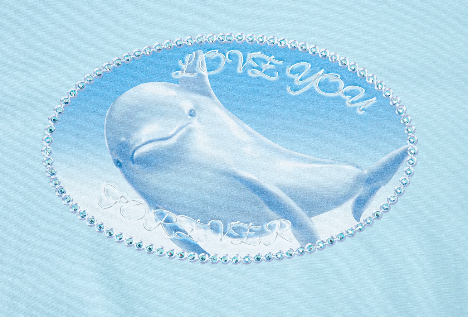 sky blue ellipse dolphin twinkle T-shirt 
