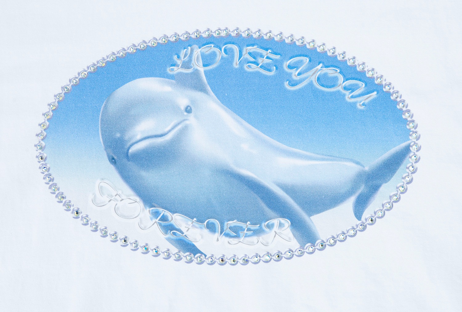 white ellipse dolphin twinkle T-shirt 