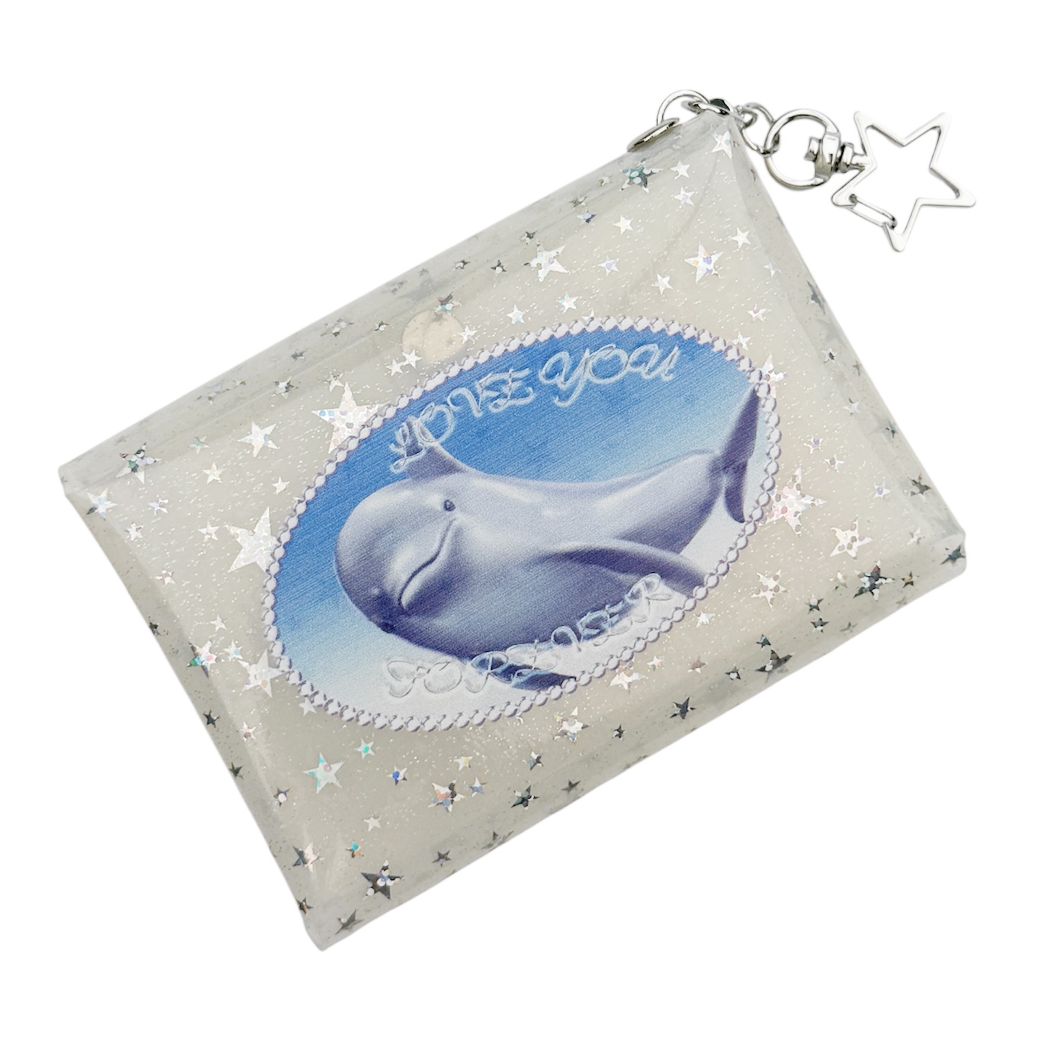 milk white star dolphin pvc pouch