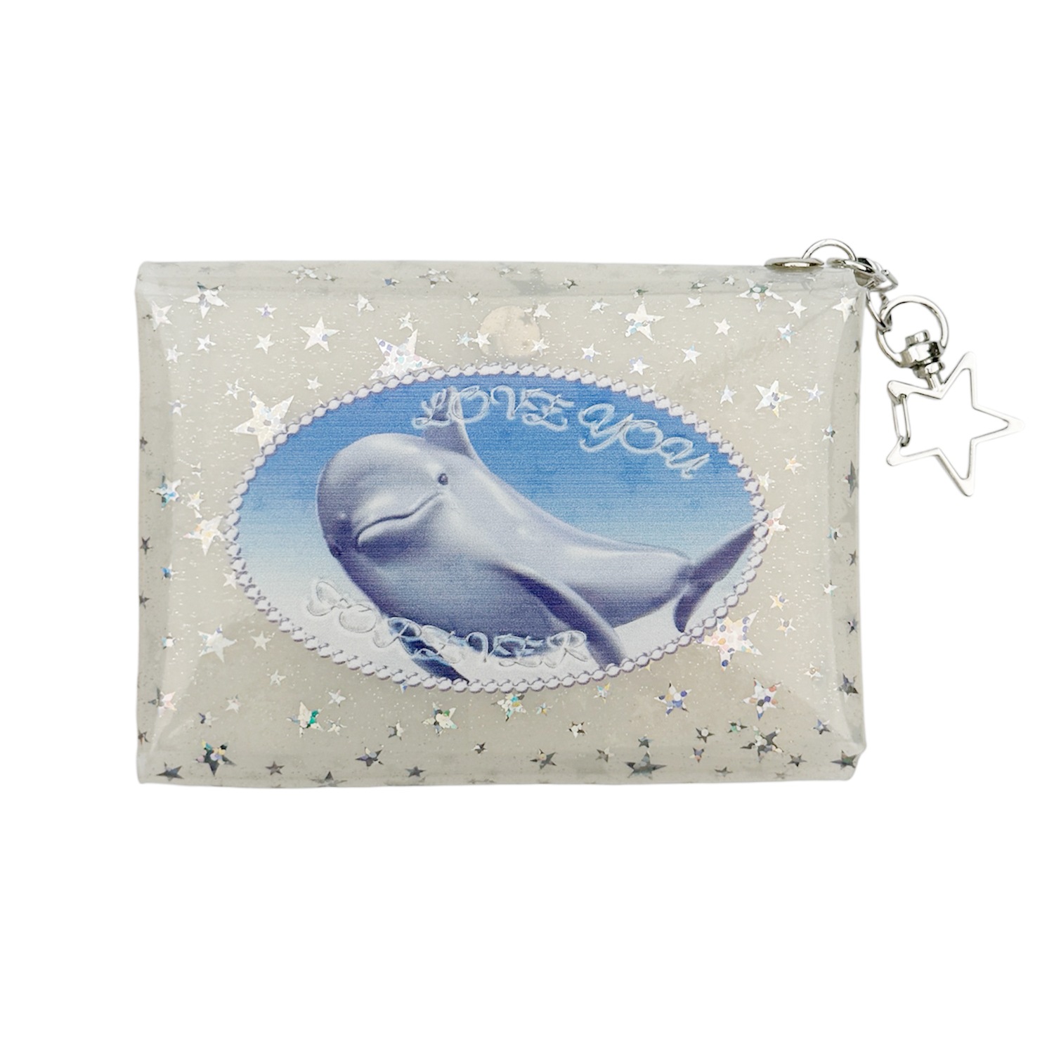 milk white star dolphin pvc pouch