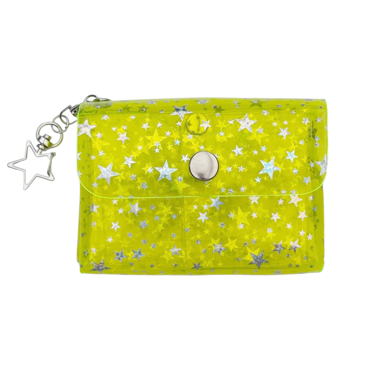 neon yellow green star dolphin pvc pouch