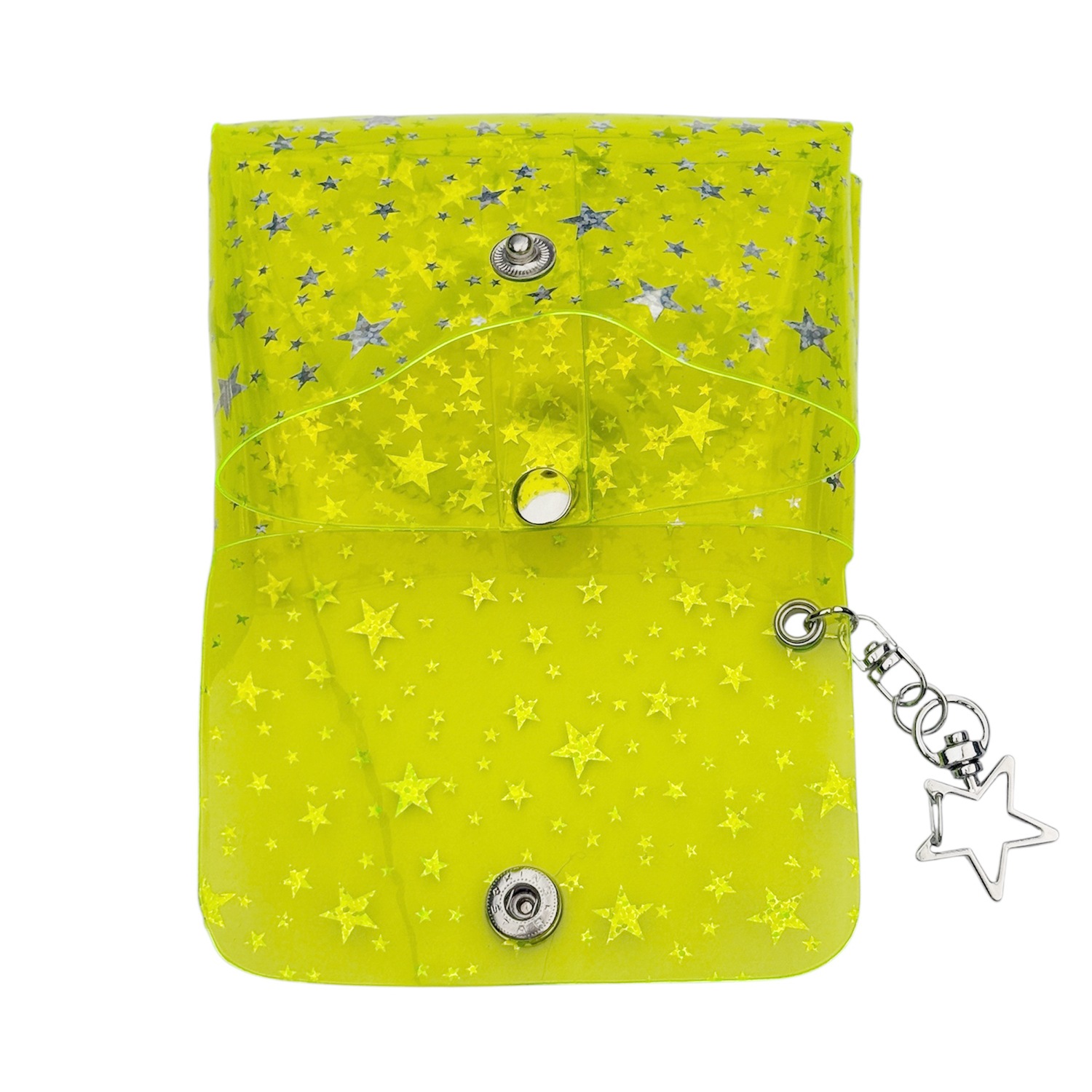 neon yellow green star dolphin pvc pouch