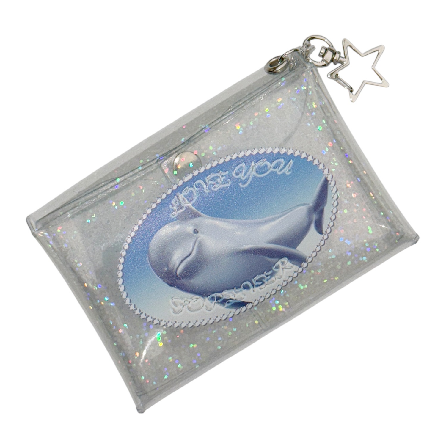 clear hologram dolphin pvc pouch