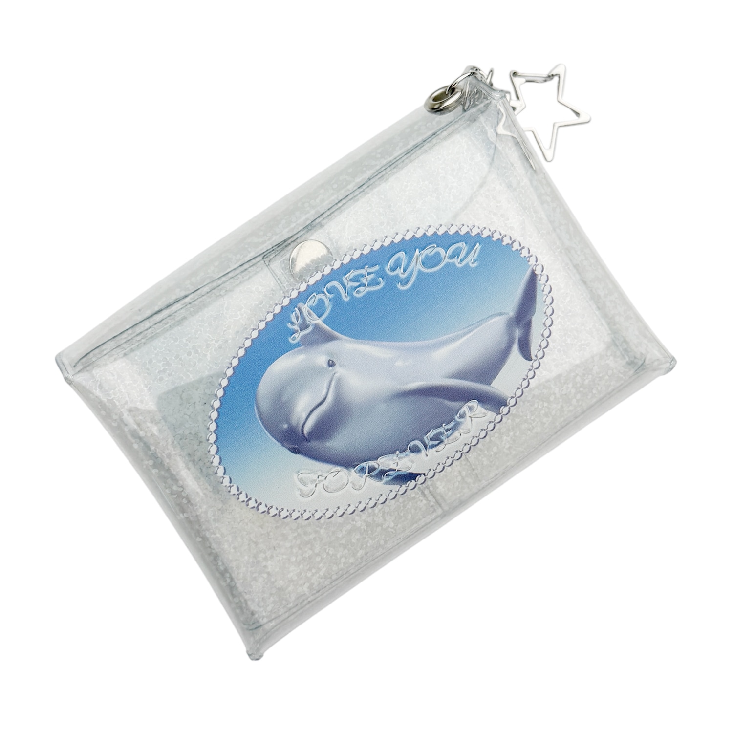 clear hologram dolphin pvc pouch