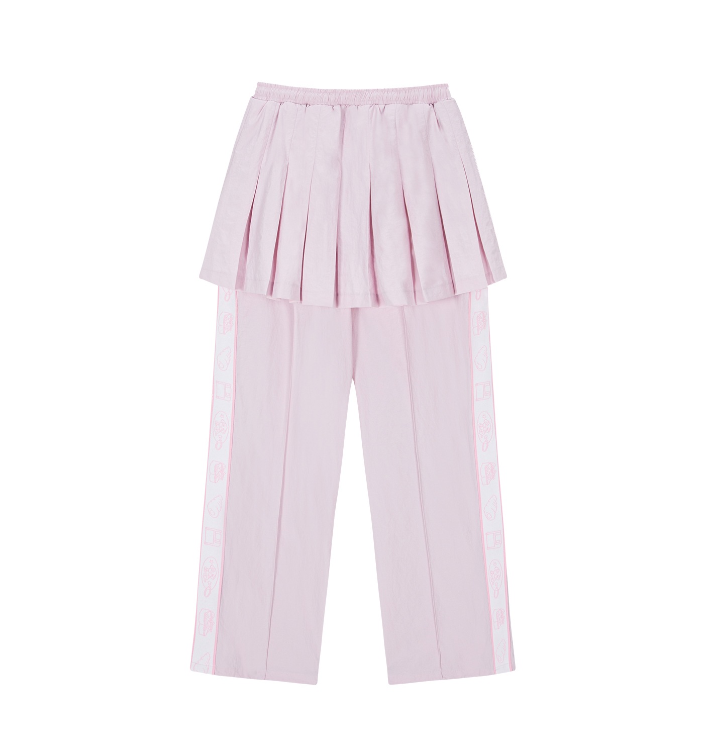 pale pink jacquard band skirt pants