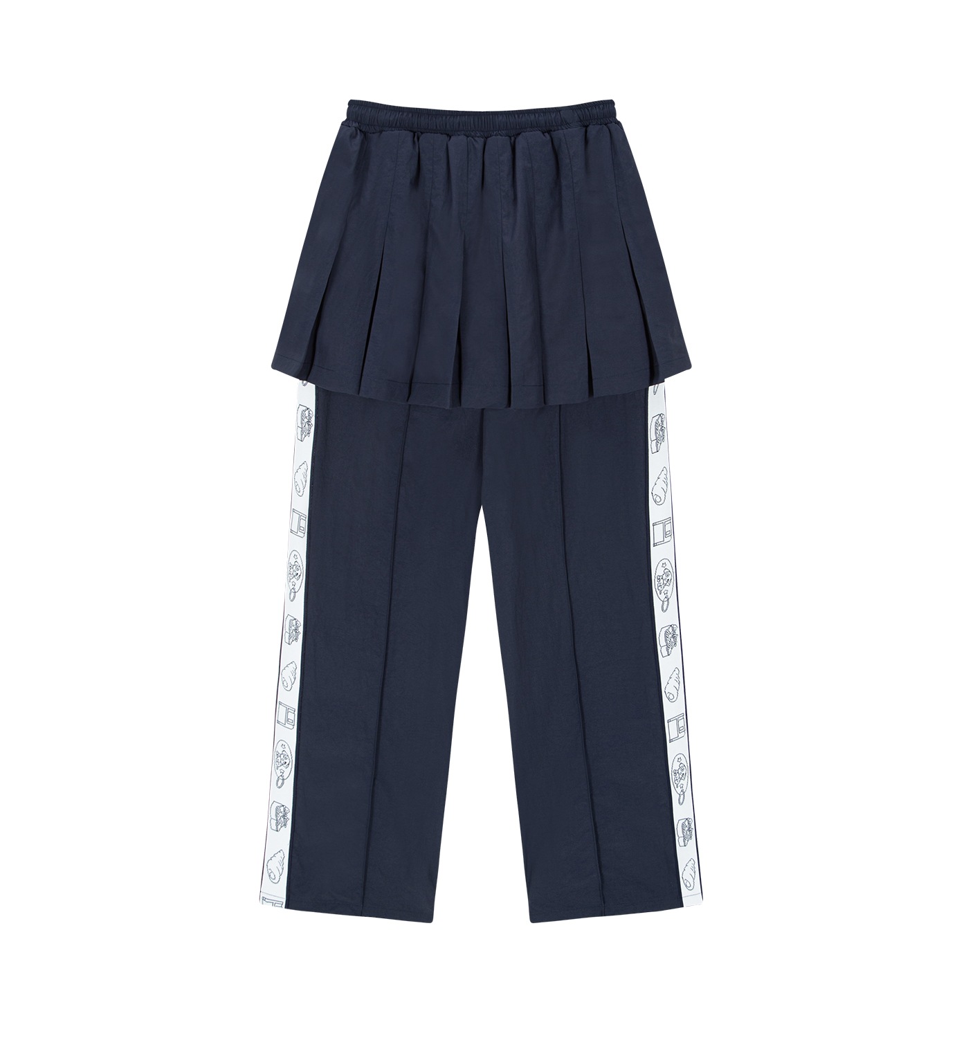navy jacquard band skirt pants