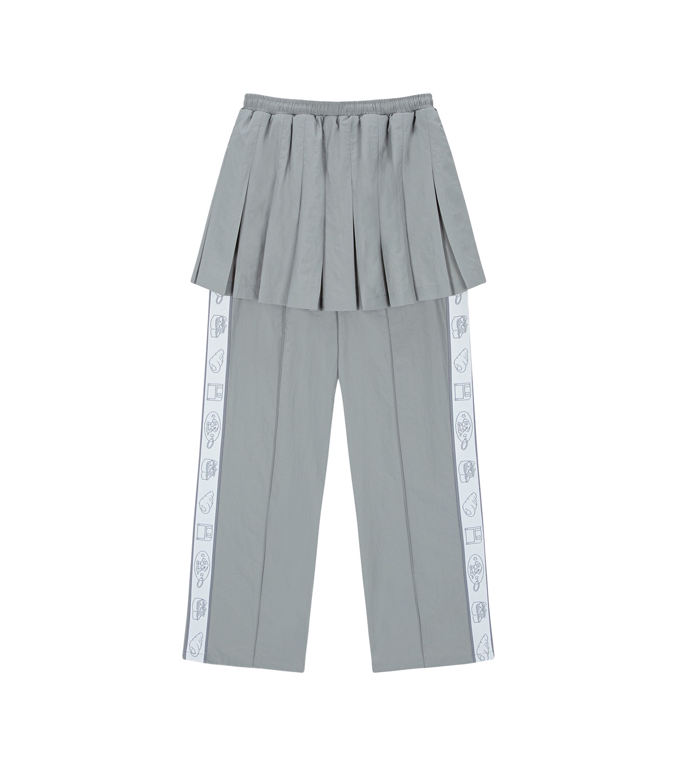 (2��) gray jacquard band skirt pants 