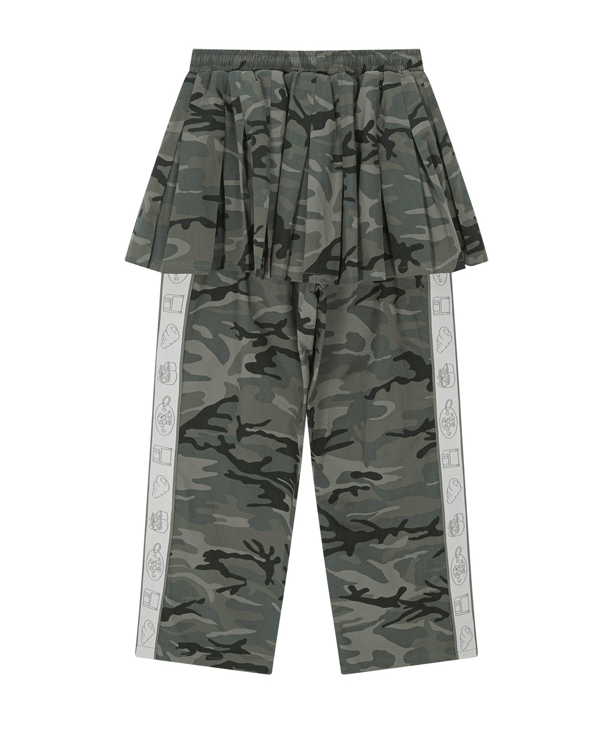 military jacquard band skirt pants