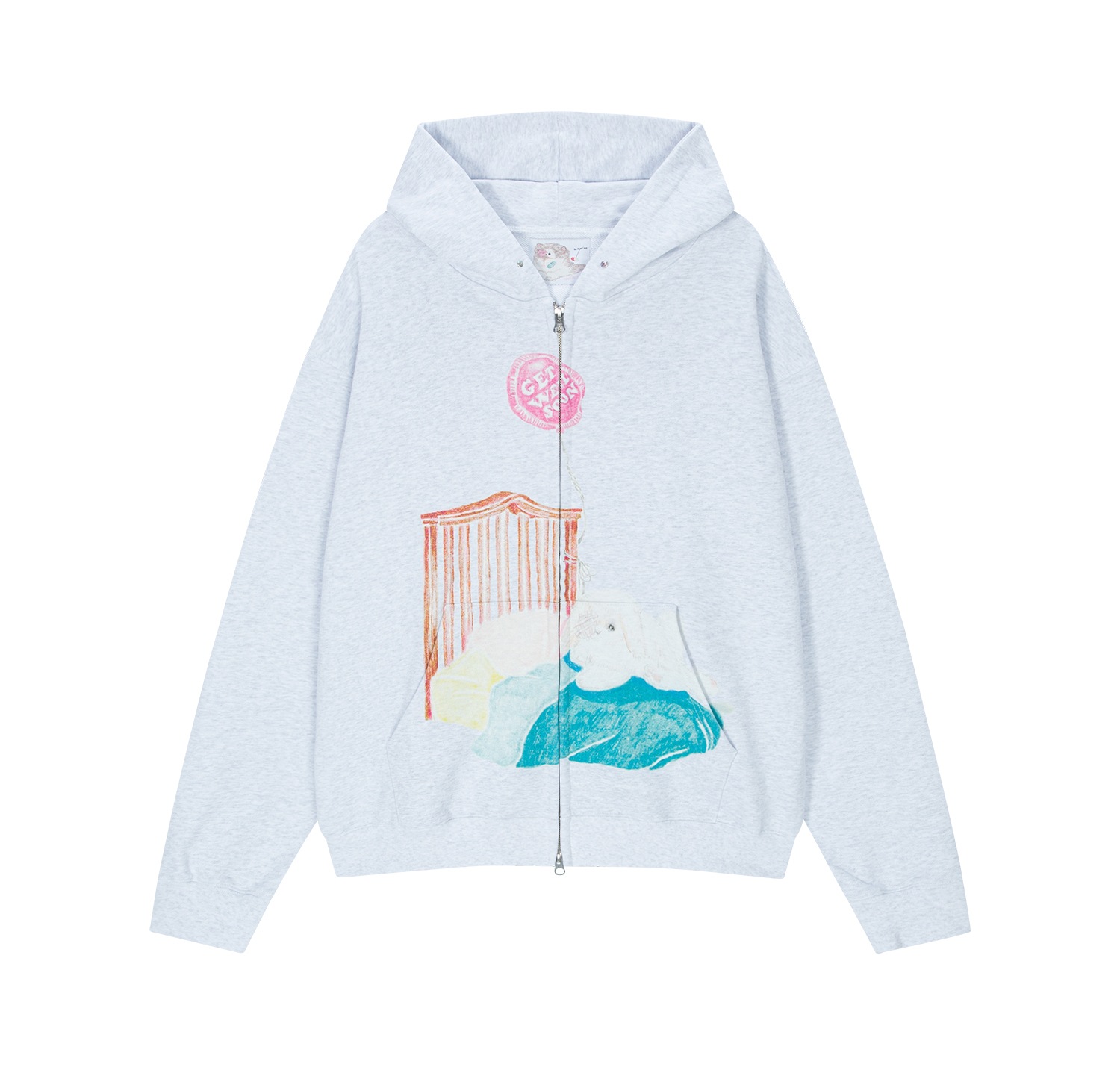 (white melange) motka ambu bed bunny hood zipup