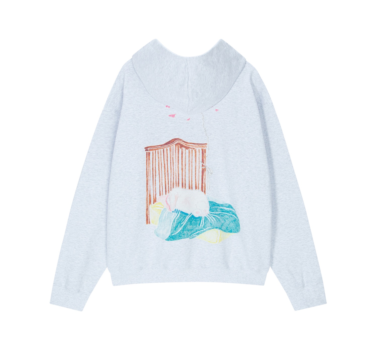 (white melange) motka ambu bed bunny hood zipup