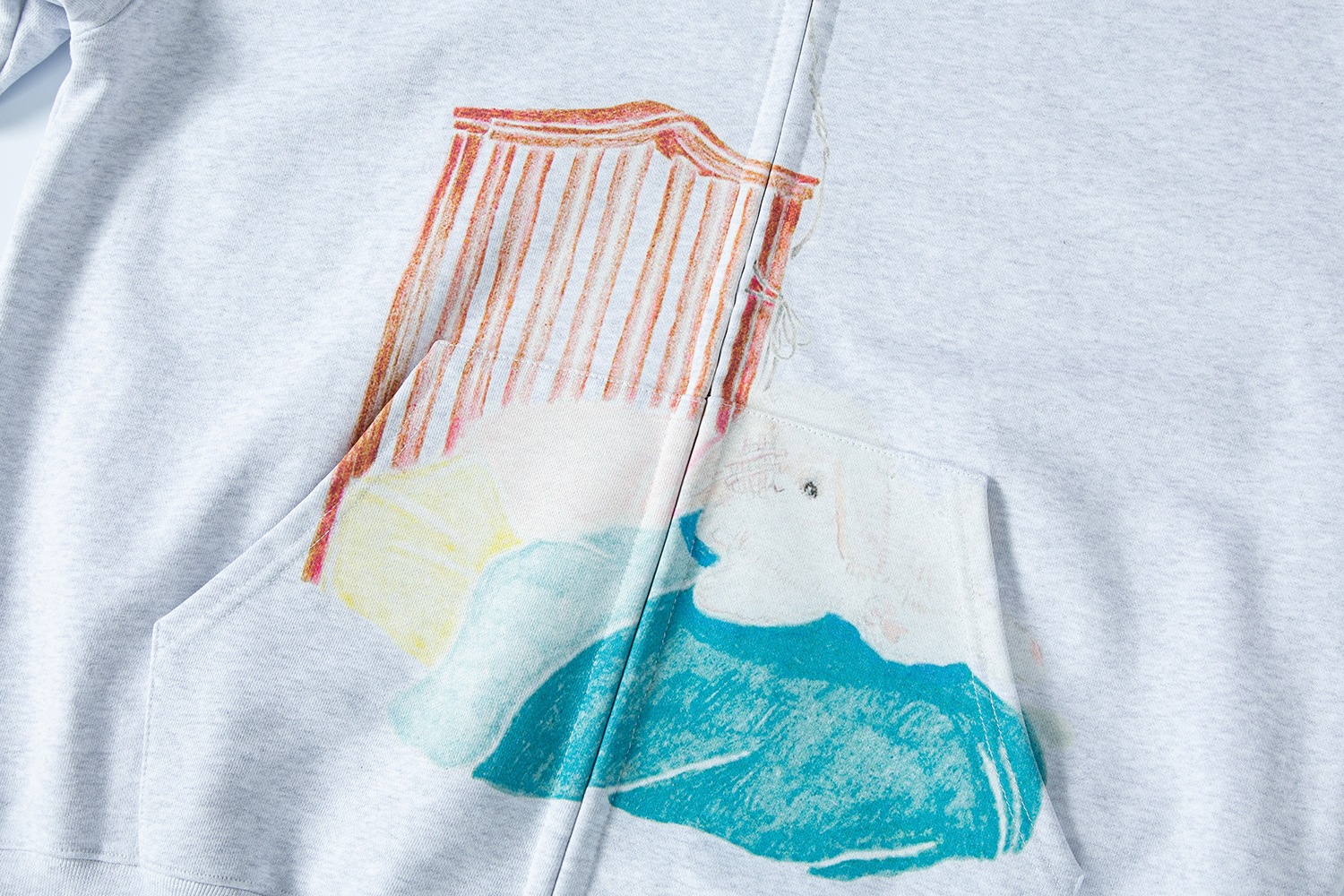 (white melange) motka ambu bed bunny hood zipup