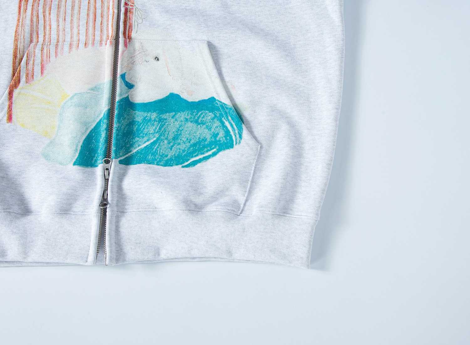 (white melange) motka ambu bed bunny hood zipup