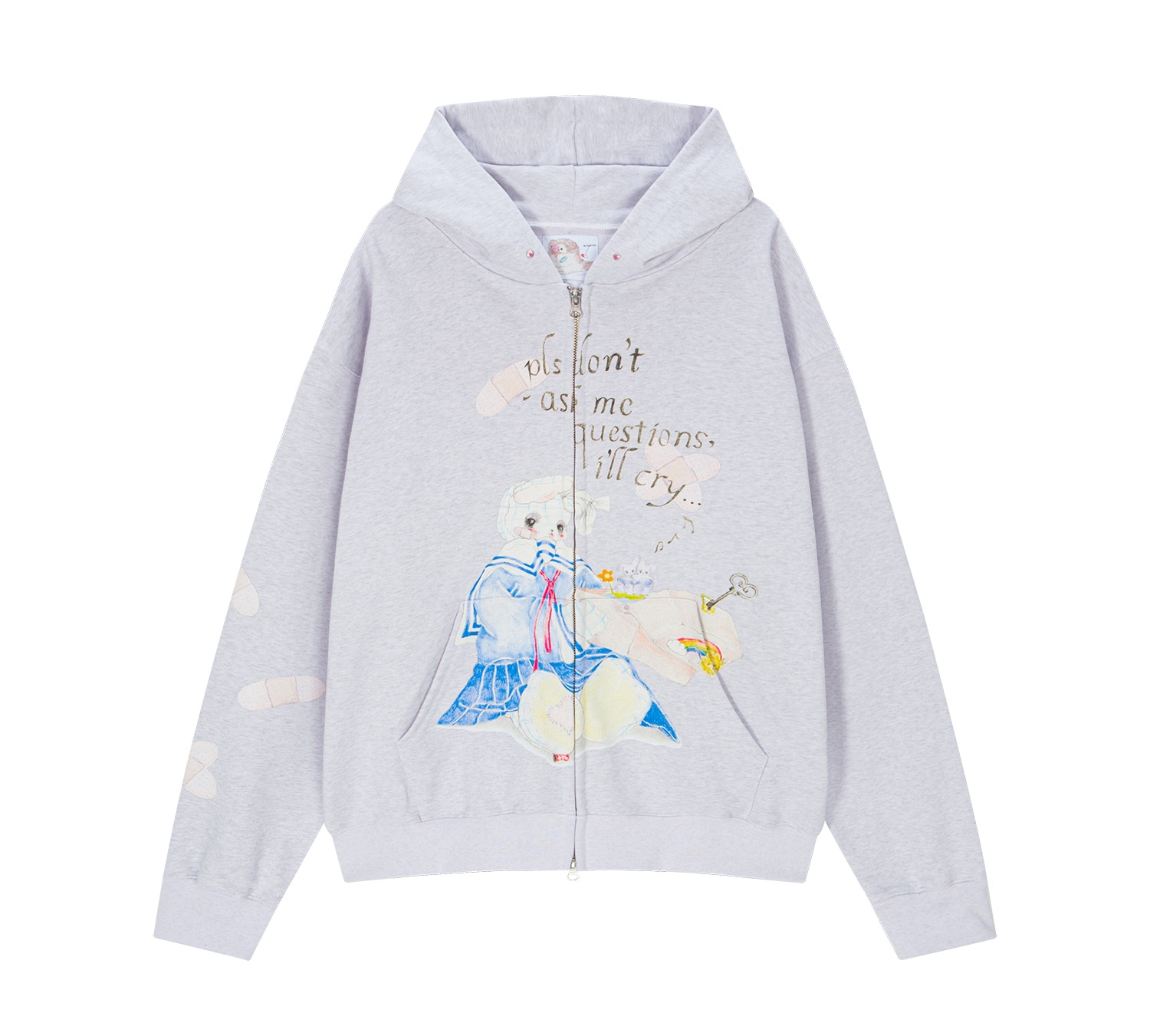 (pink melange) motka ambu band bunny hood zipup