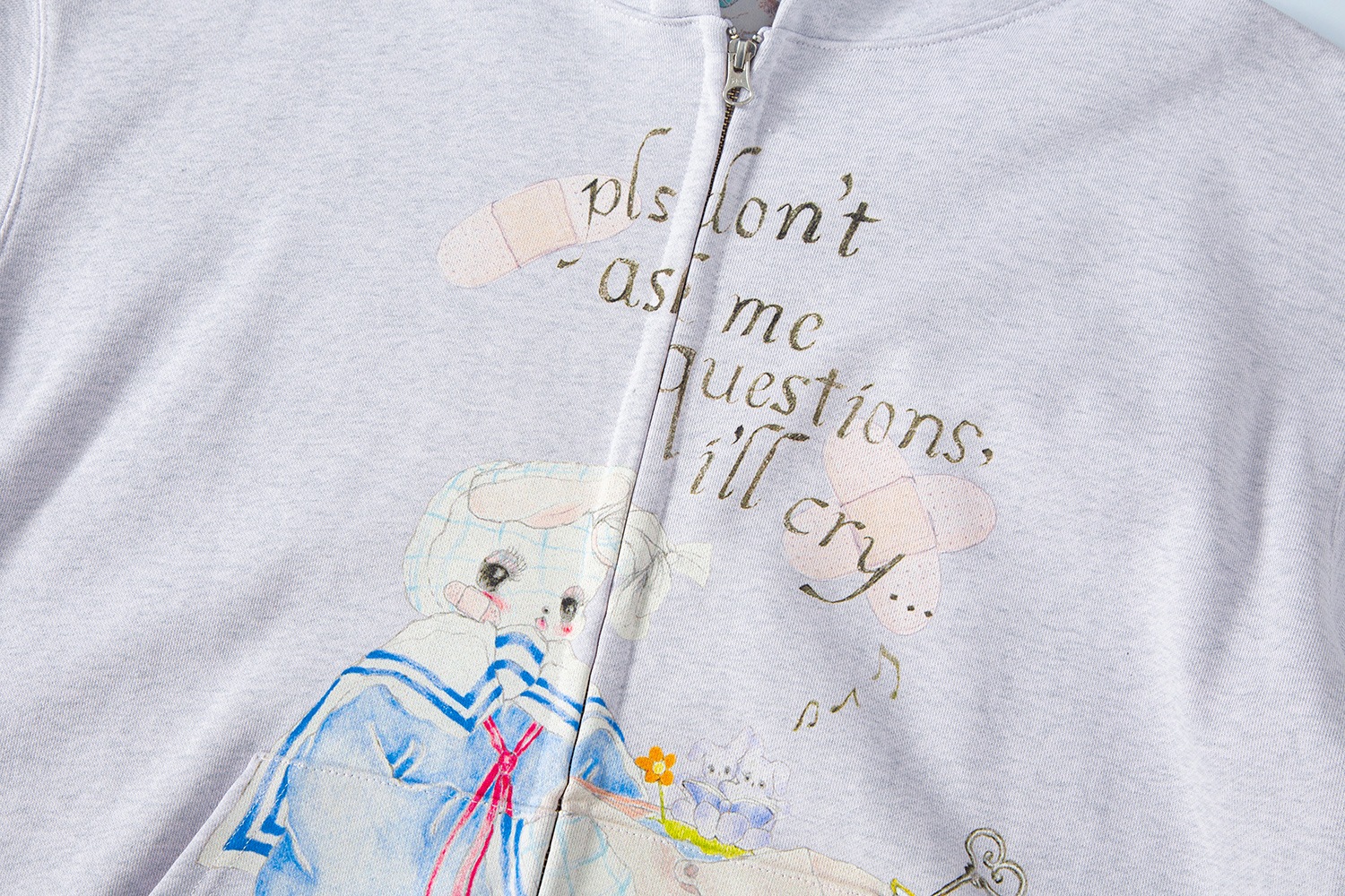 (pink melange) motka ambu band bunny hood zipup