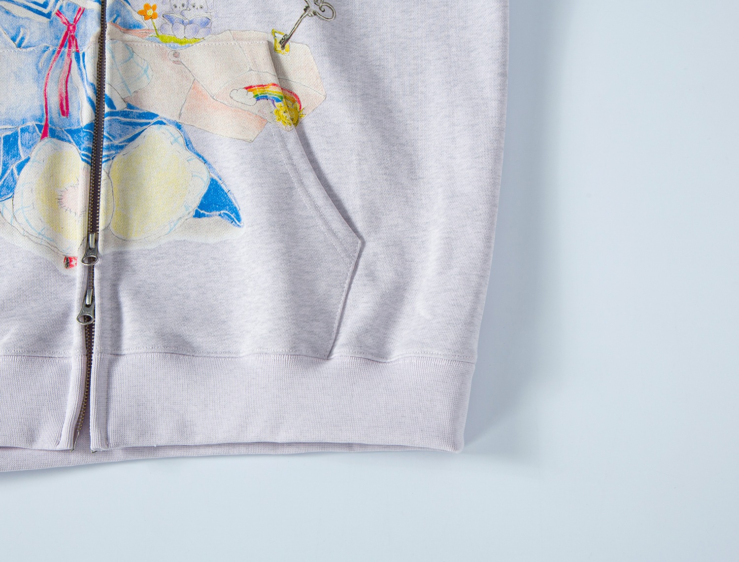 (pink melange) motka ambu band bunny hood zipup