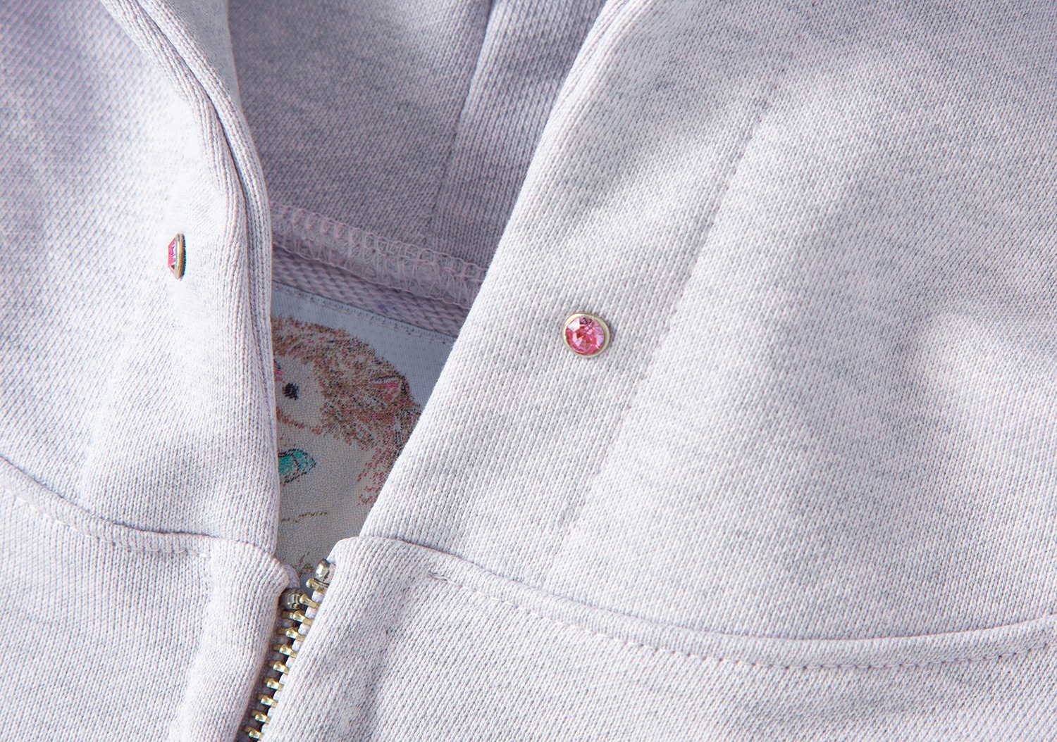 (pink melange) motka ambu band bunny hood zipup