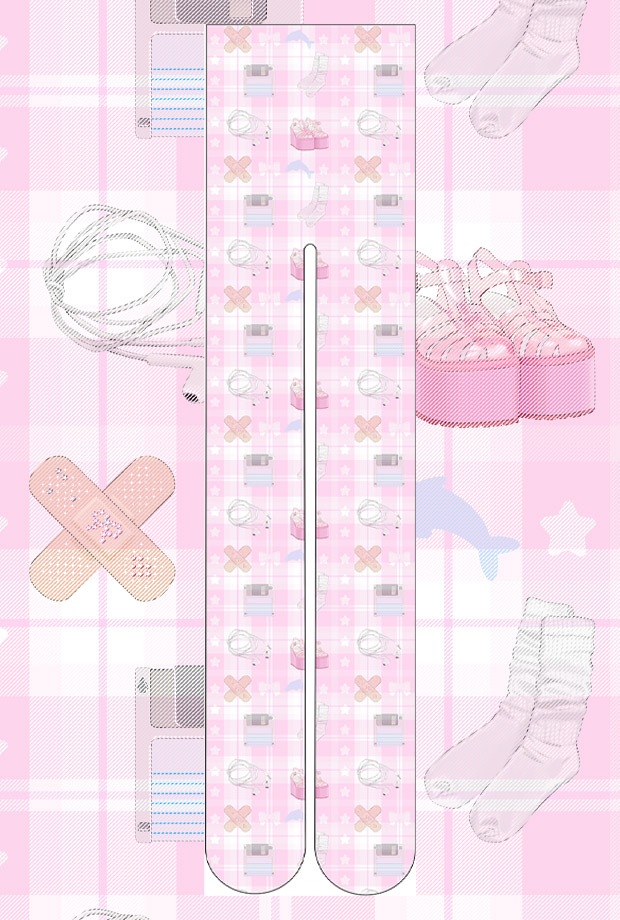 pink check illustration stocking