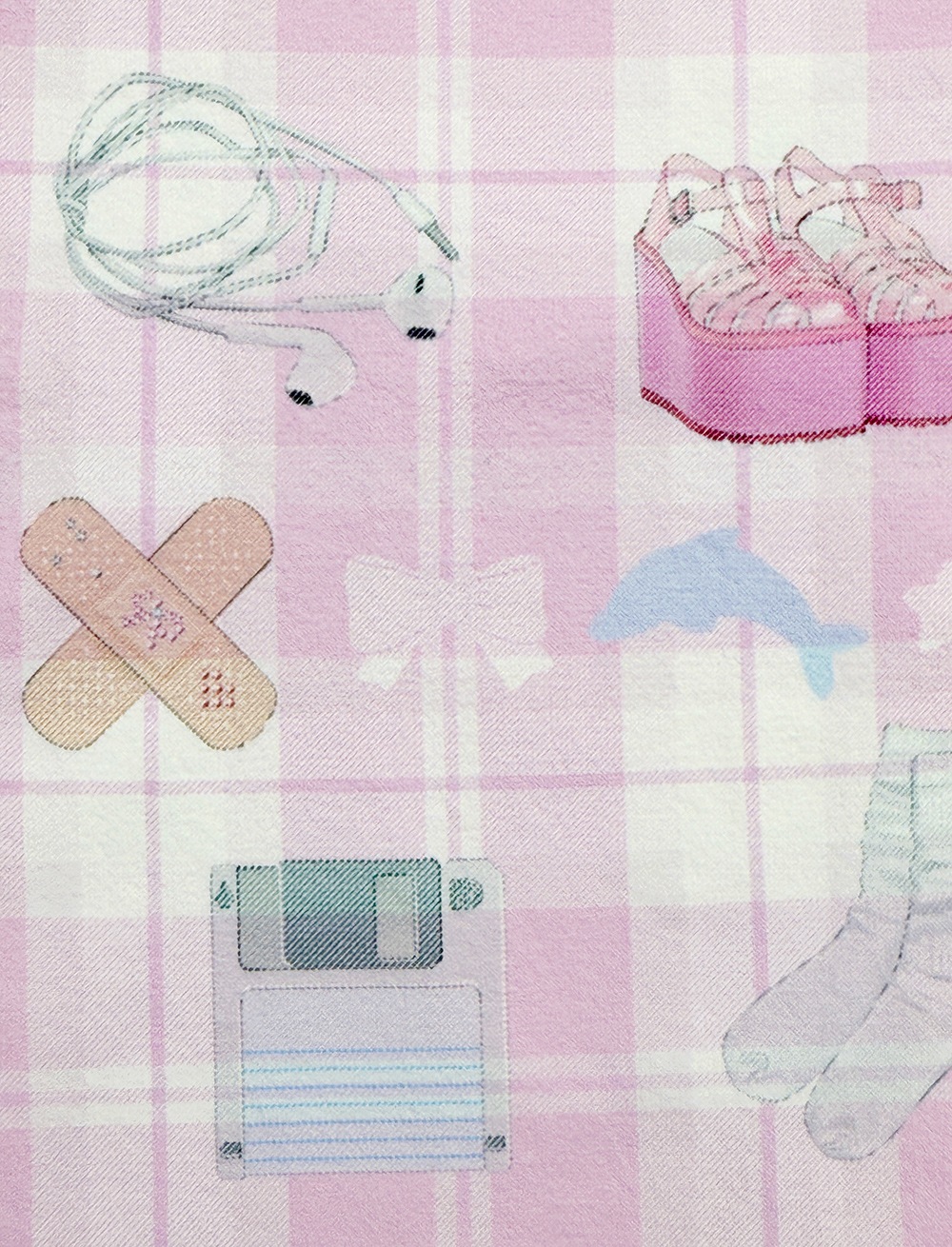 pink check illustration stocking